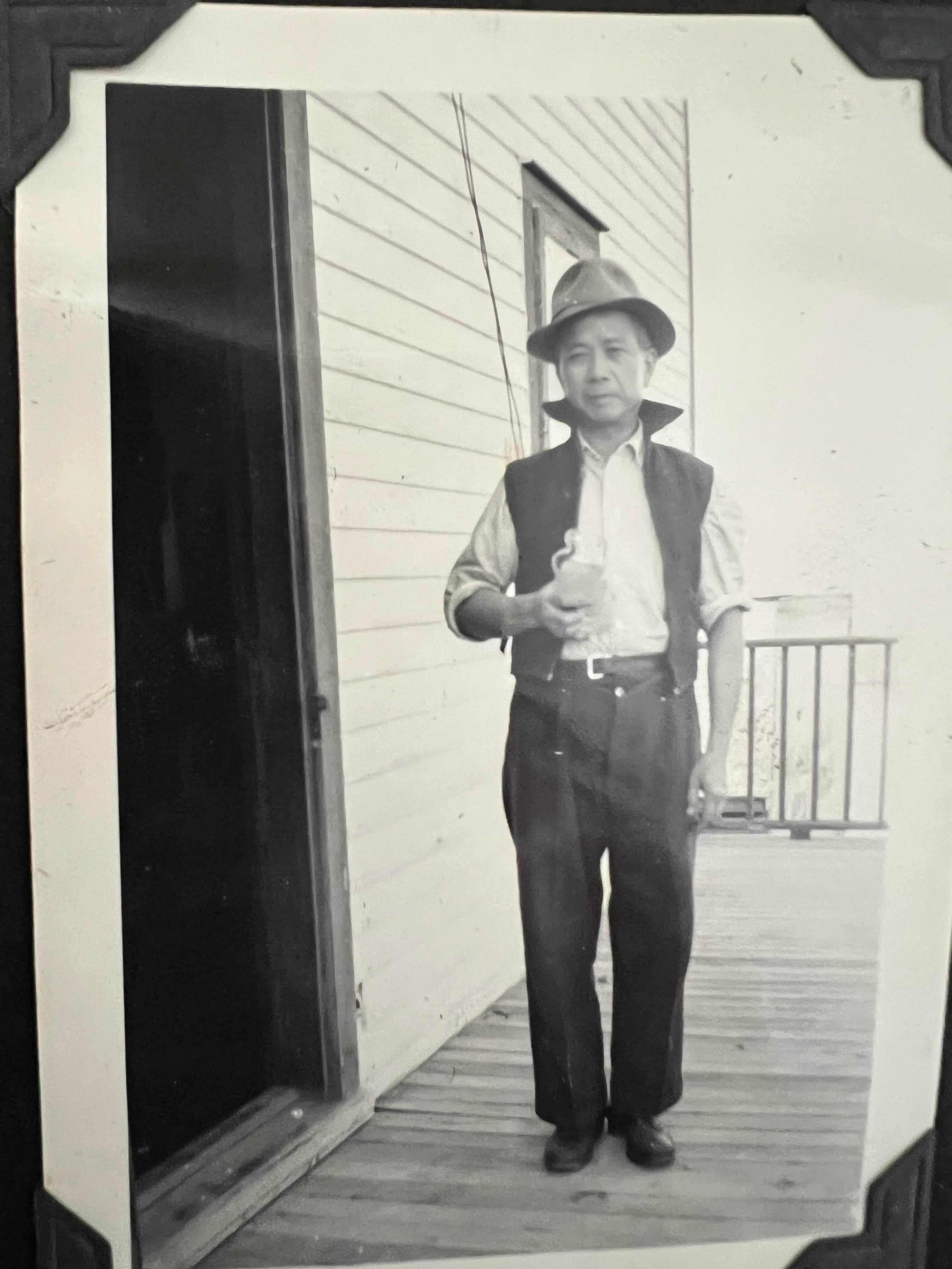 my grandfather outside the Lake Alma building