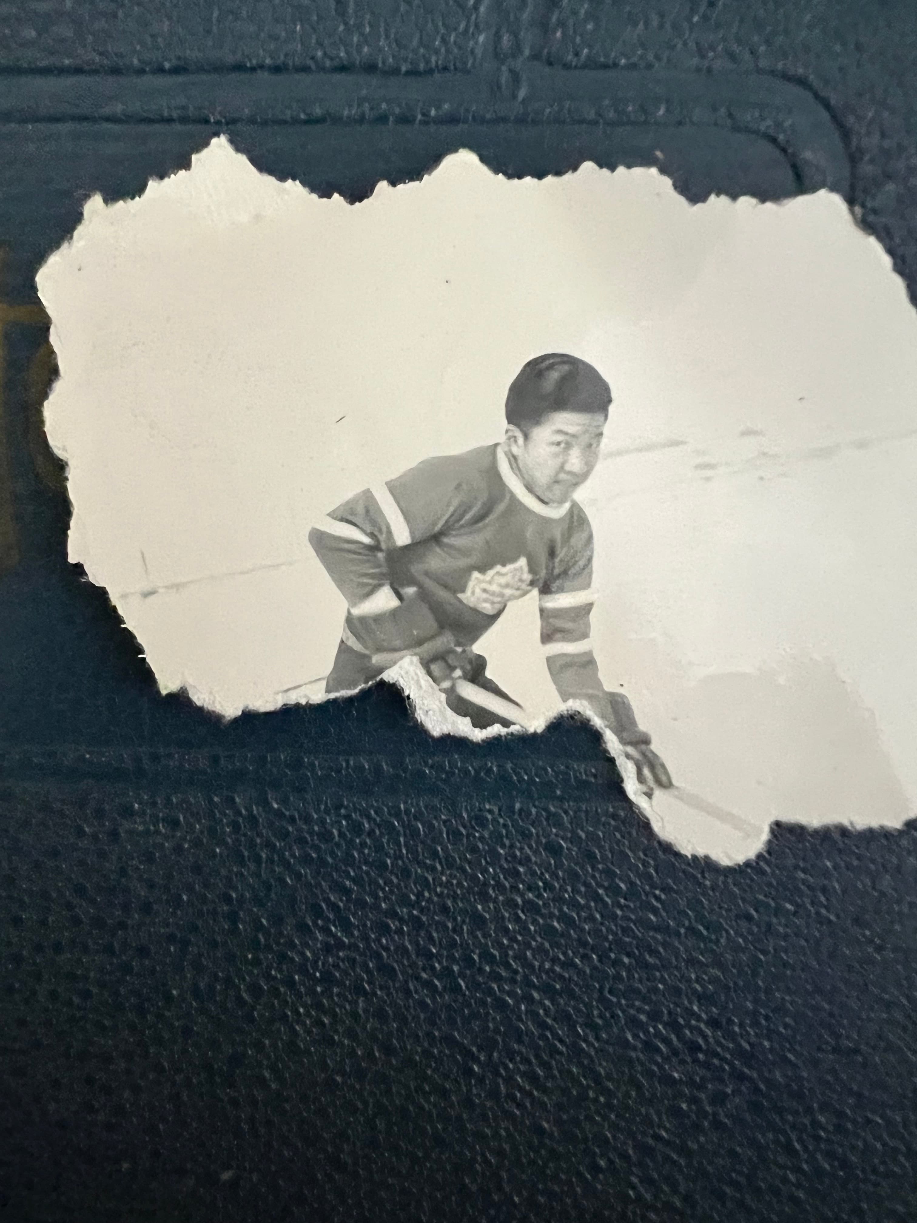 father playing hockey in Lake Alma